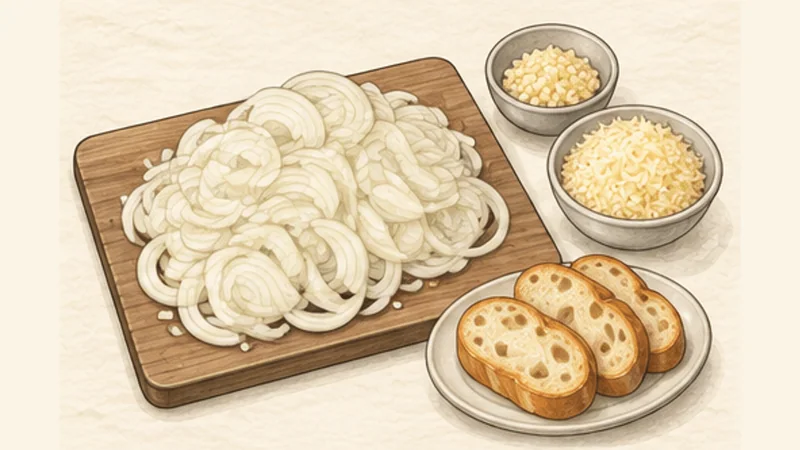 French Onion Soup, step 1: Slice the onions evenly.