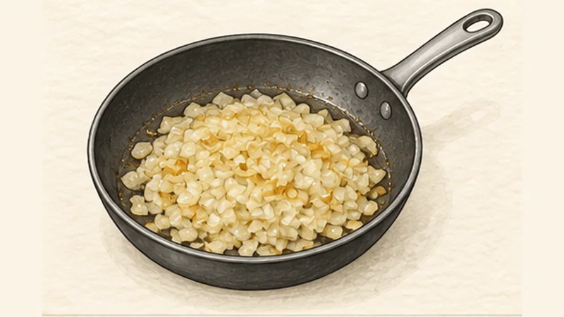 Frikadellen, step 2: Soften the onion.