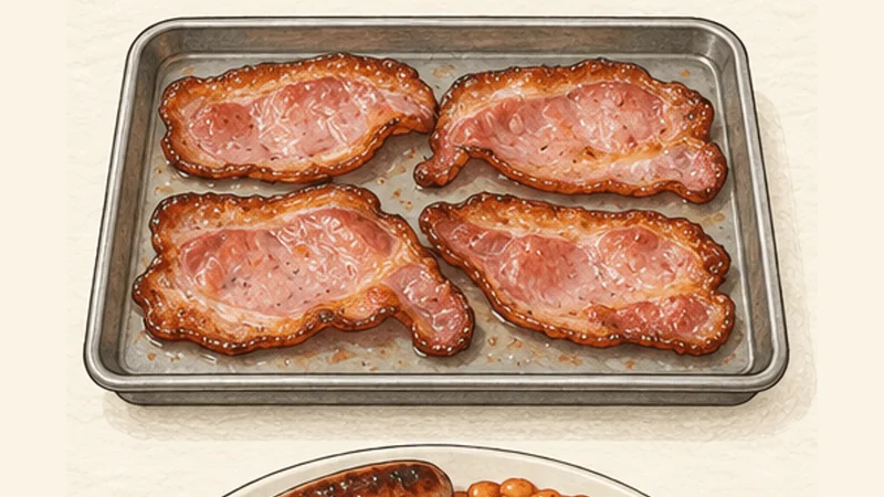 Full English Breakfast, step 6: Cook the back bacon.