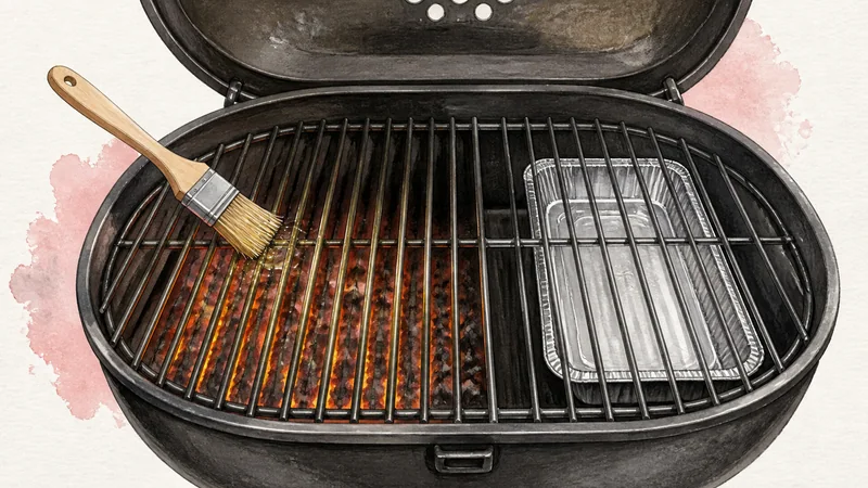 Thai Gai Yang, step 5: Set a covered two-zone grill.