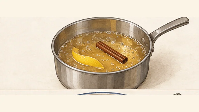 Galaktoboureko, step 1: Cook the citrus syrup first.