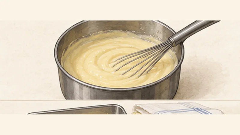Galaktoboureko, step 5: Cook the semolina base.