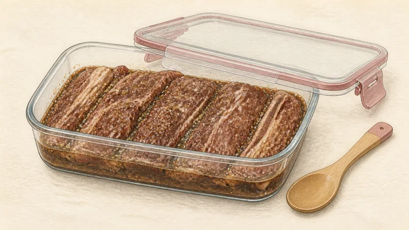 Korean grilled short ribs, step 3: Marinate six hours.