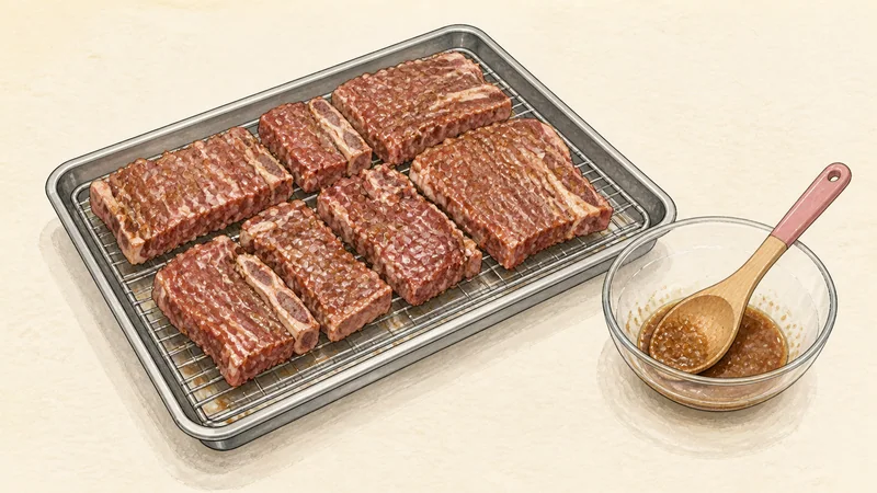 Korean grilled short ribs, step 4: Drain before grilling.