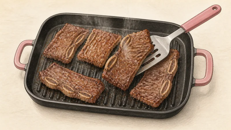 Korean grilled short ribs, step 7: Turn and reach safe doneness.