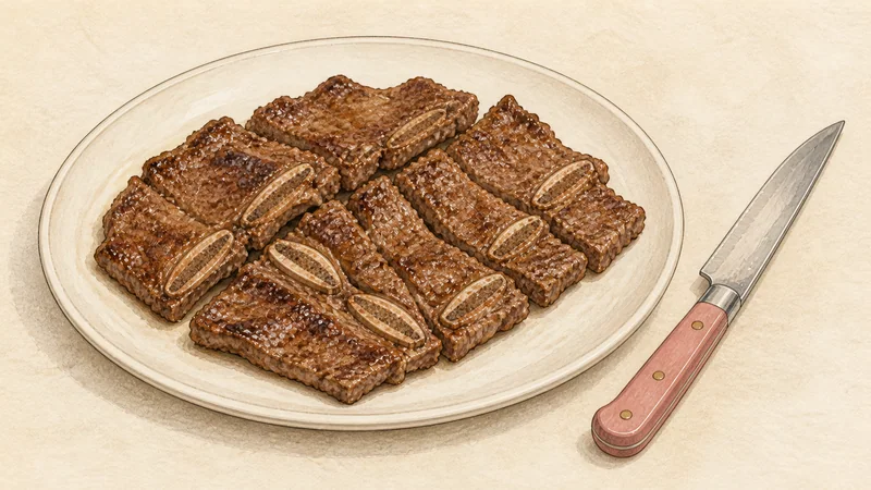 Korean grilled short ribs, step 8: Rest, cut, and serve.