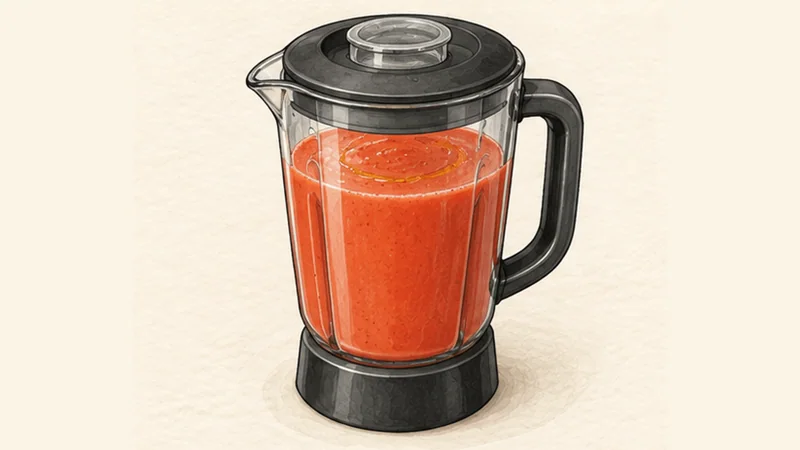 Gazpacho Andaluz, step 3: Emulsify the oil and vinegar.