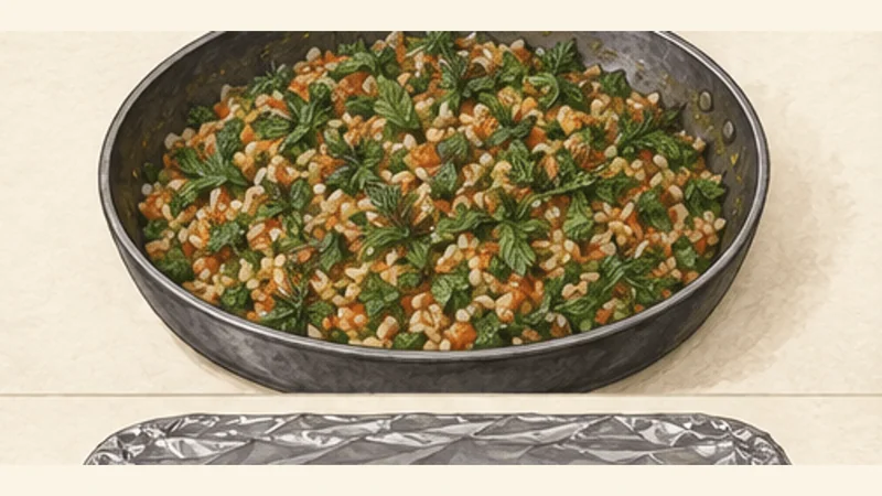 Gemista, step 6: Add the fresh herbs.