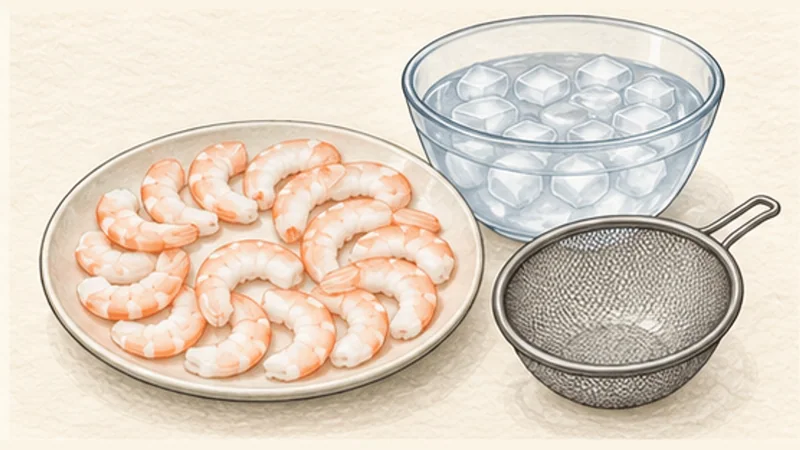 Fresh Shrimp and Pork Rolls (Gỏi Cuốn), step 2: Poach and halve the shrimp.
