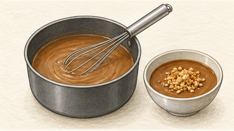 Fresh Shrimp and Pork Rolls (Gỏi Cuốn), step 4: Simmer the peanut sauce.