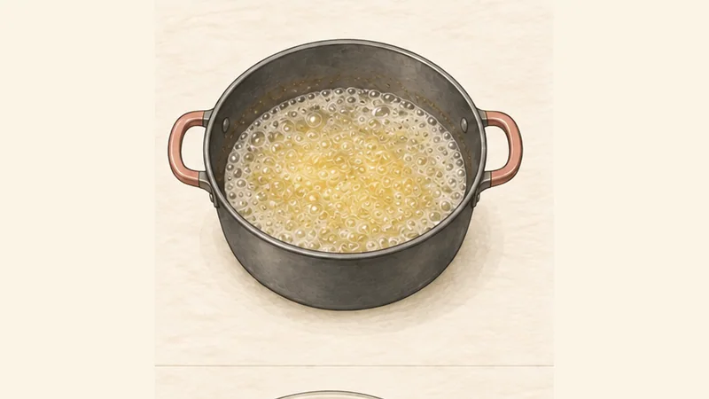 Gougères, step 1: Boil water and butter.