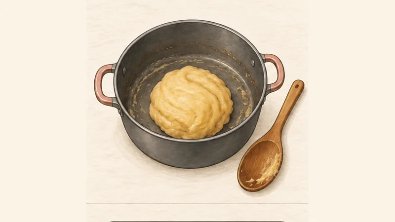 Gougères, step 2: Cook the panade.