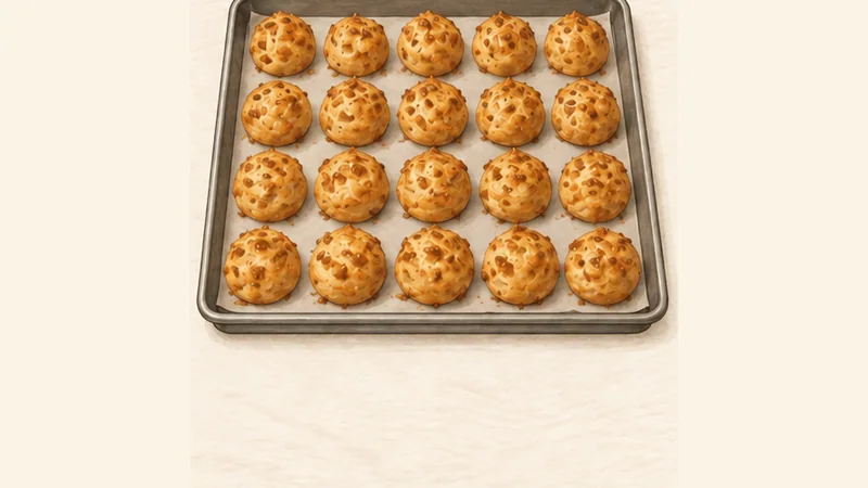 Gougères, step 6: Bake until hollow and golden.
