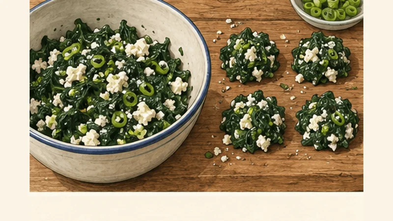 Spinach and Feta Gözleme, step 4: Make and portion the filling.