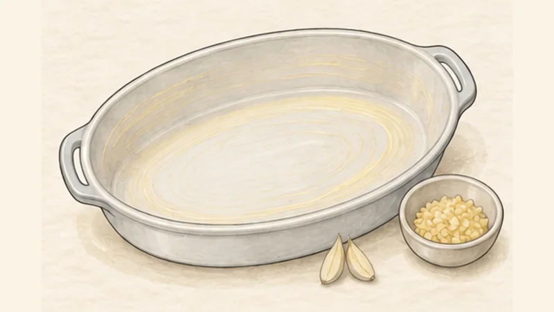 Gratin Dauphinois, step 1: Prepare the baking dish.