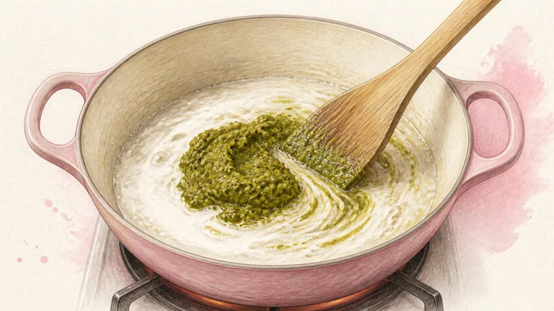Thai Green Chicken Curry, step 2: Fry the curry paste.