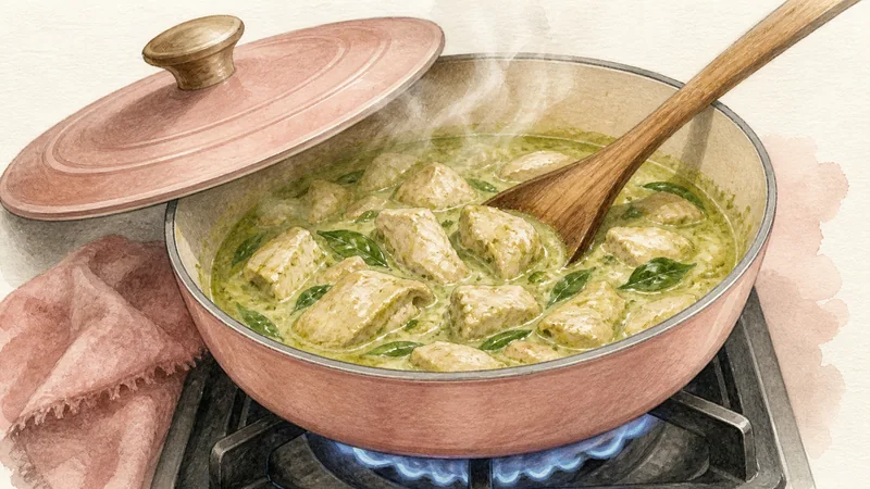 Thai Green Chicken Curry, step 5: Cook chicken safely.
