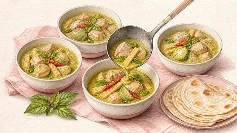 Thai Green Chicken Curry, step 8: Serve with rice or roti.