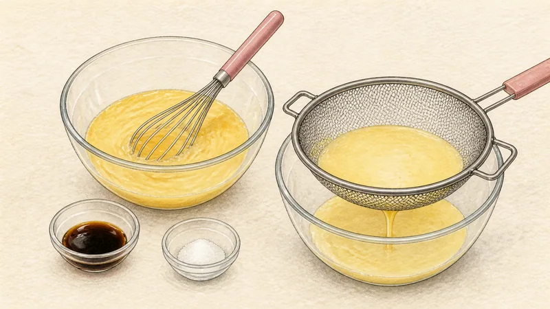 Ttukbaegi gyeran-jjim, step 1: Whisk without foaming.