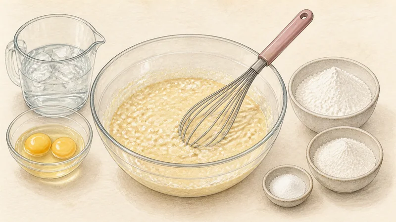Seafood scallion pancake, step 3: Make a cold thin batter.