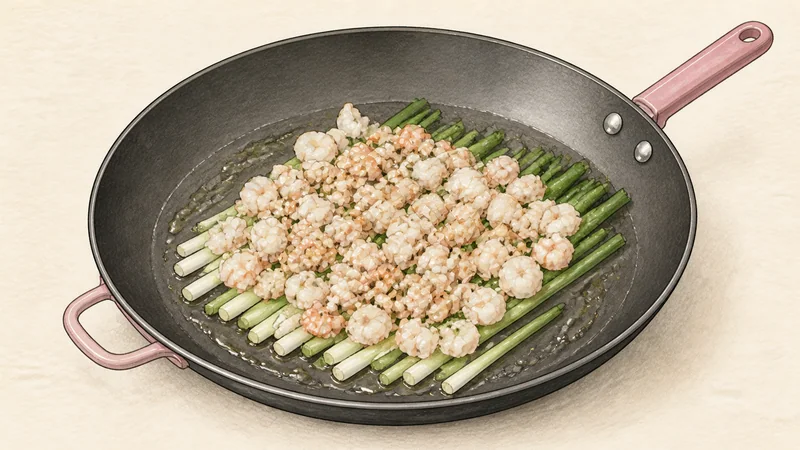 Seafood scallion pancake, step 4: Lay out the first pancake.