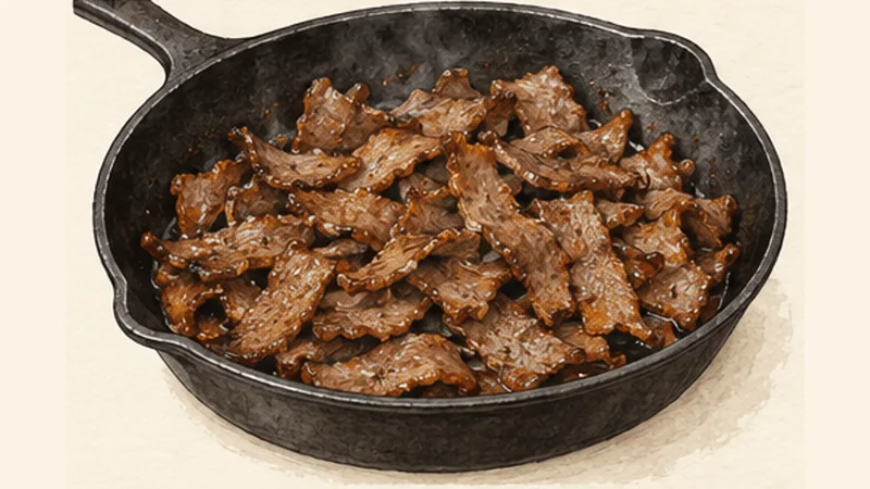 Halifax Donair, step 4: Slice and brown the meat.