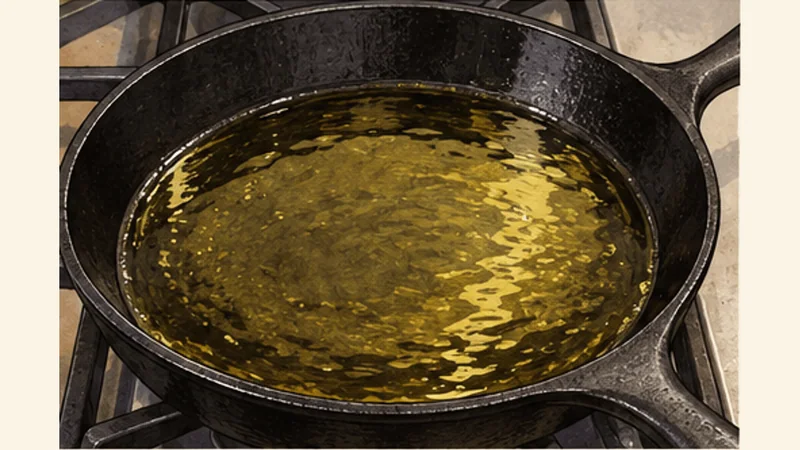 Crispy Halloumi Saganaki with Lemon, step 3: Heat the pan.