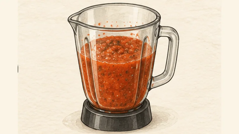 Huevos Rancheros, step 2: Blend the ranchera salsa.