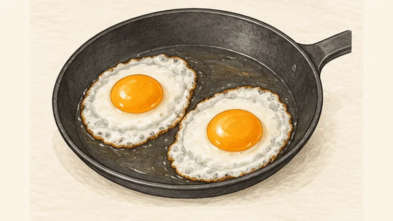 Huevos Rancheros, step 5: Fry the eggs.