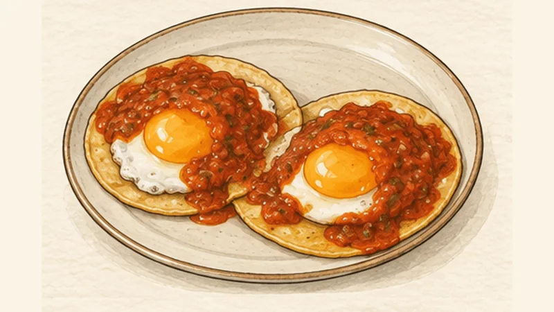 Huevos Rancheros, step 6: Build the plates.