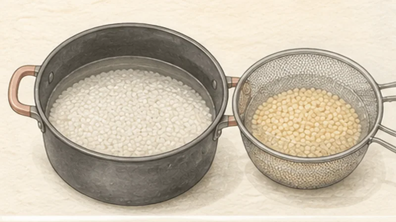 Idli Sambar, step 1: Soak rice and urad separately.