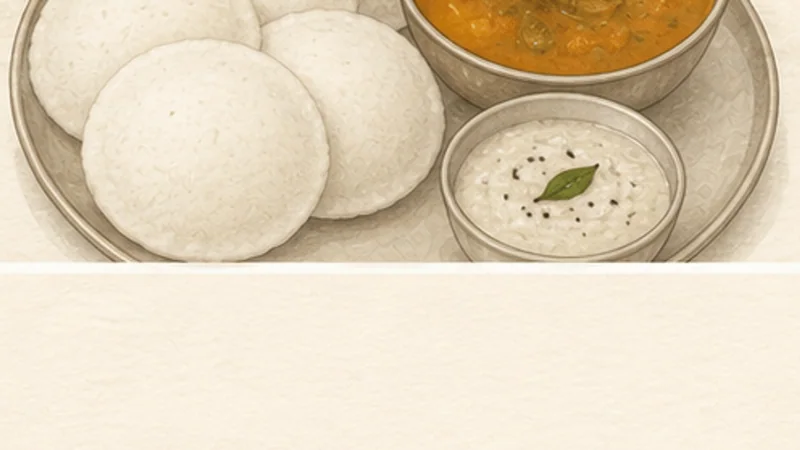 Idli Sambar, step 9: Serve soft idli with hot sambar.