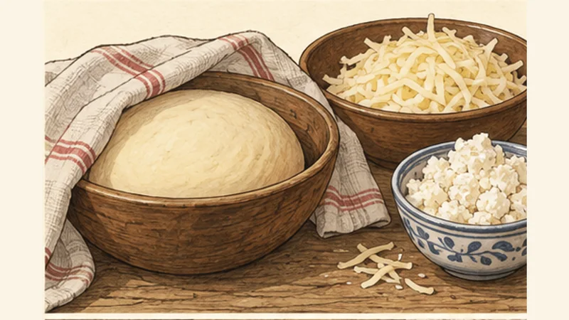 Imeretian Khachapuri, step 1: Mix and knead the dough.