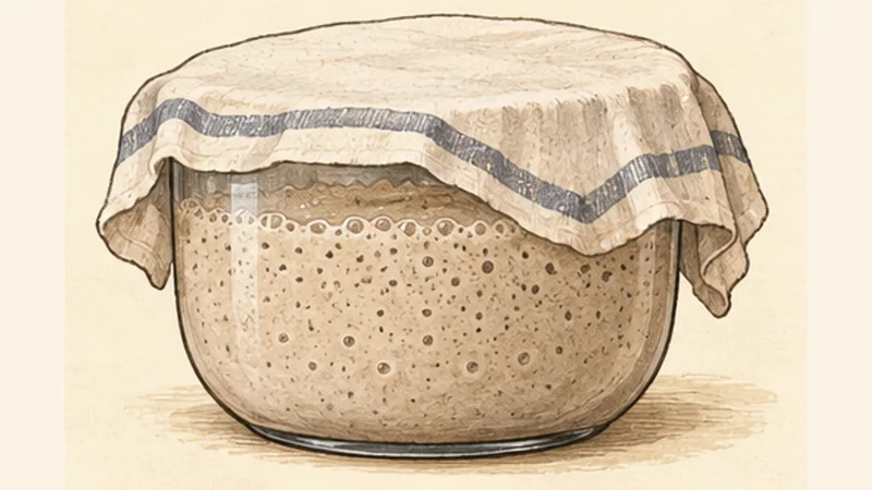 Ethiopian Teff Injera Flatbread, step 2: Ferment for 48 hours.