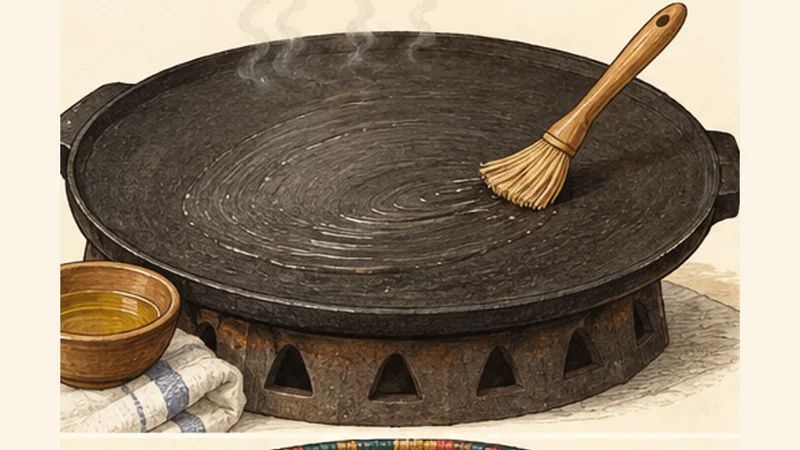 Ethiopian Teff Injera Flatbread, step 4: Heat and prepare the griddle.