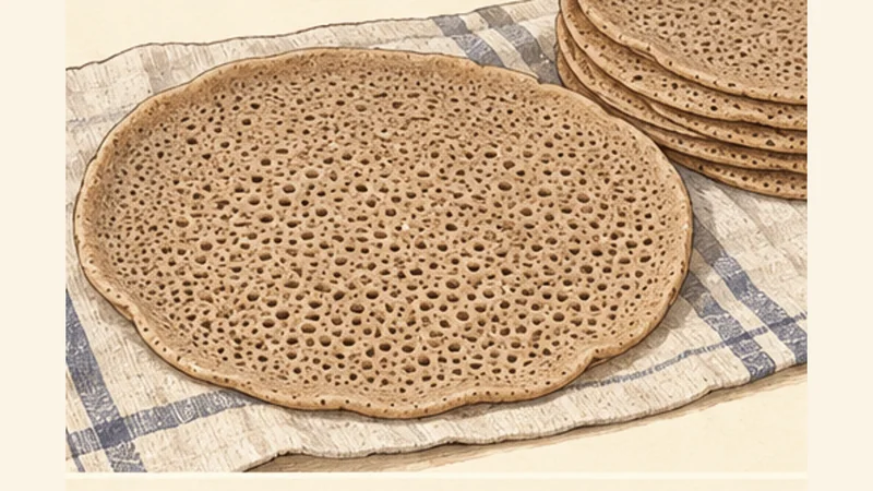 Ethiopian Teff Injera Flatbread, step 6: Lift, cool and stack.