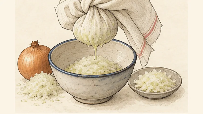 Iraqi Lamb Kofta Kebabs, step 1: Squeeze the grated onion dry.