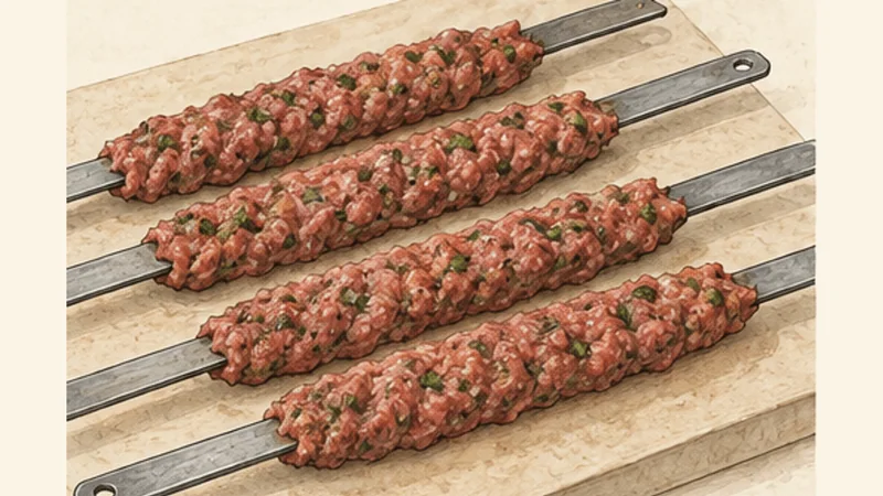 Iraqi Lamb Kofta Kebabs, step 4: Shape the kofta.