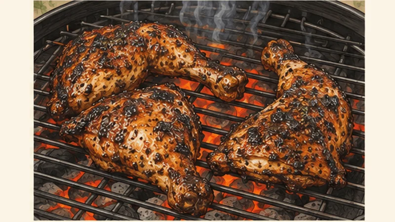 Jamaican Jerk Chicken, step 4: Sear the chicken.
