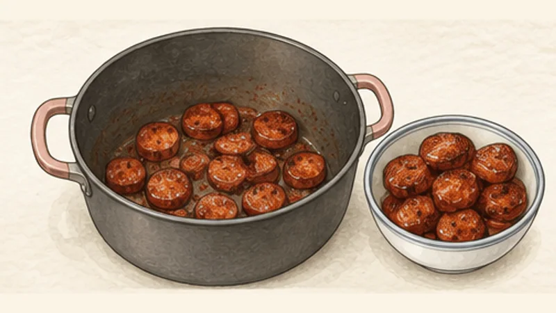 Jambalaya, step 1: Brown the sausage.