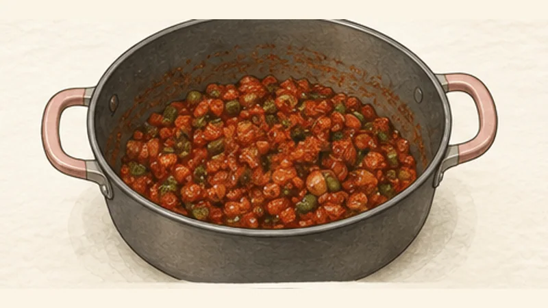 Jambalaya, step 4: Add garlic, tomato and spices.
