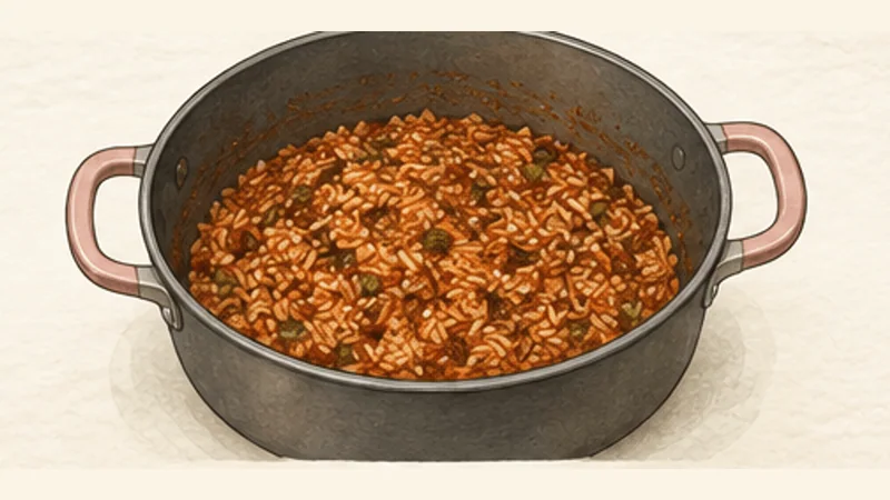 Jambalaya, step 5: Toast the rice.