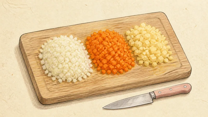 Japanese chicken curry rice, step 2: Cut the vegetables.