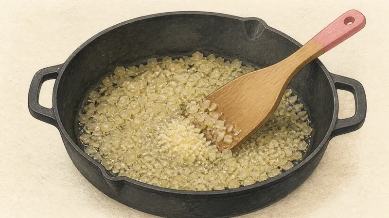 Japanese chicken curry rice, step 3: Soften the onion and garlic.