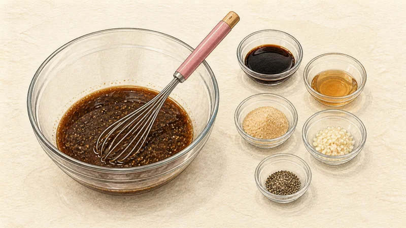 Vegetable japchae, step 1: Mix the noodle seasoning.