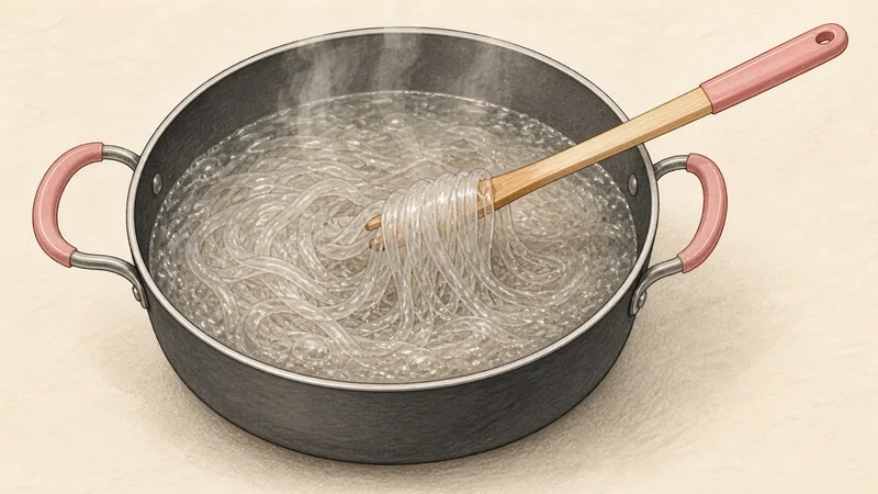 Vegetable japchae, step 4: Cook the glass noodles.