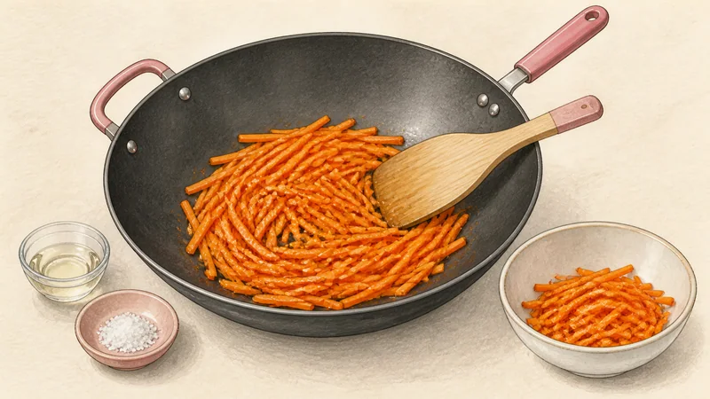 Vegetable japchae, step 7: Cook the carrot.