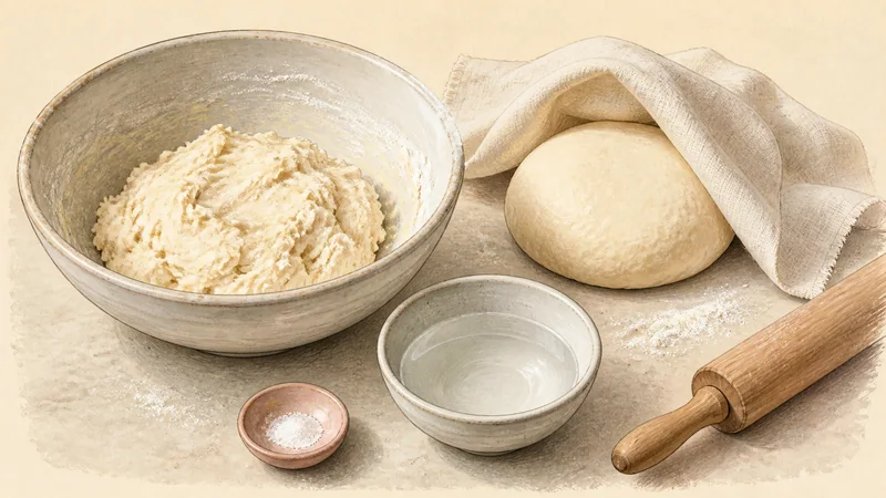 Northern Chinese pork-and-cabbage jiaozi, step 1: Make and rest the dough.