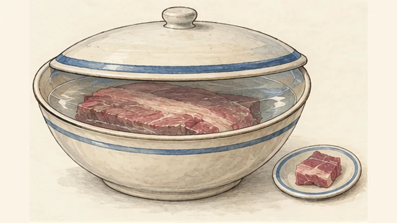 Newfoundland Jiggs Dinner, step 1: Desalt the beef overnight.