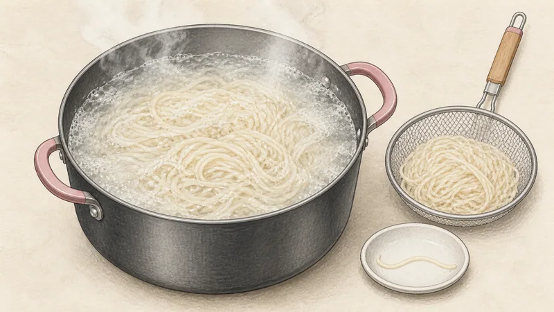 Jjajangmyeon, step 8: Boil the fresh noodles.
